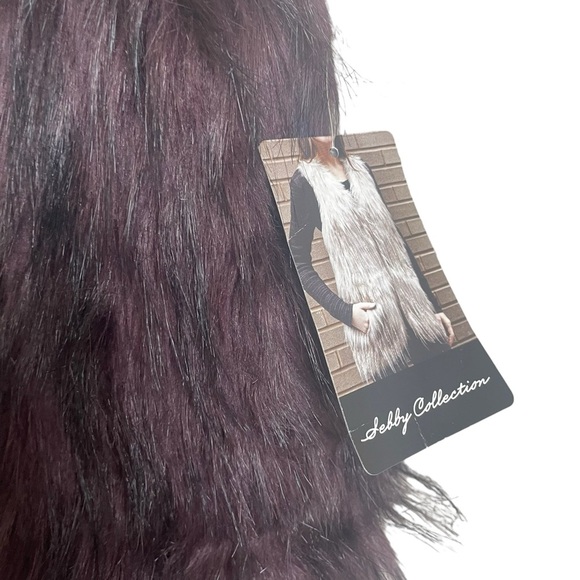 NWT Debby Collection Knit Faux Fur Vest Burgundy Medium - Picture 3 of 7